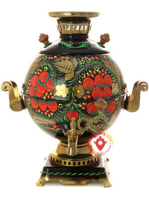 Электрический самовар 5 литров с художественной росписью "Хохлома классическая", "шар", арт. 110488